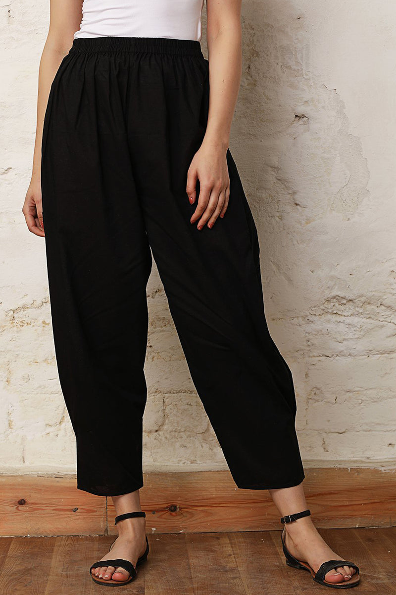 Sassy Style Black Linen Salwar-Yellwithus.com