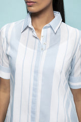 Deckchair Stripe Blue Linen Tunic-Yellwithus.com