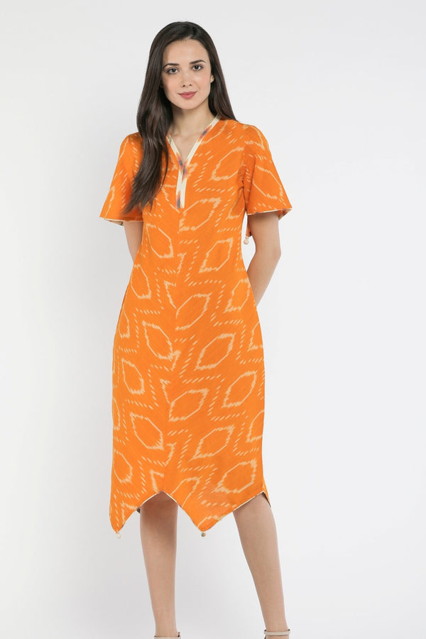 Coral Geometric Dress-Yellwithus.com
