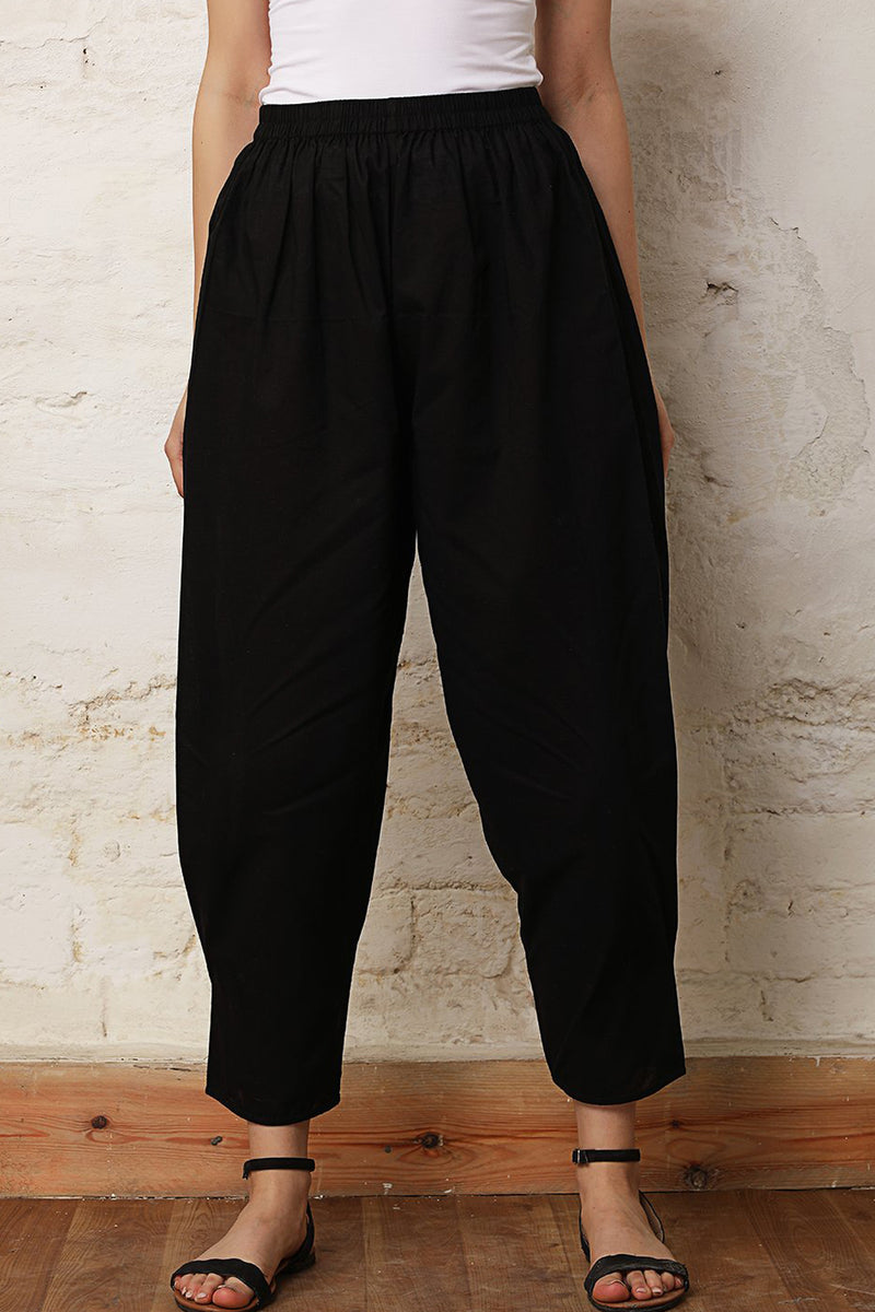 Sassy Style Black Linen Salwar-Yellwithus.com