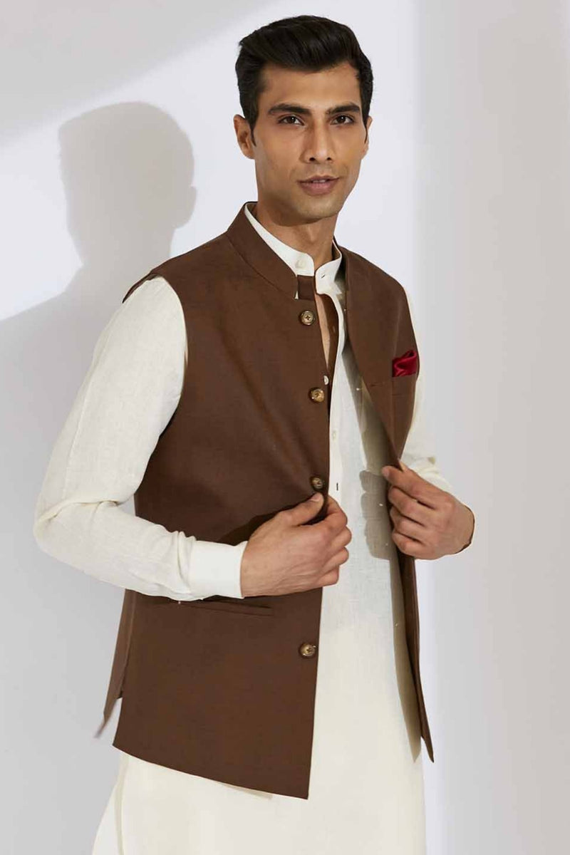 The Terra Firma Men's Brown Nehru Jacket-Yellwithus.com