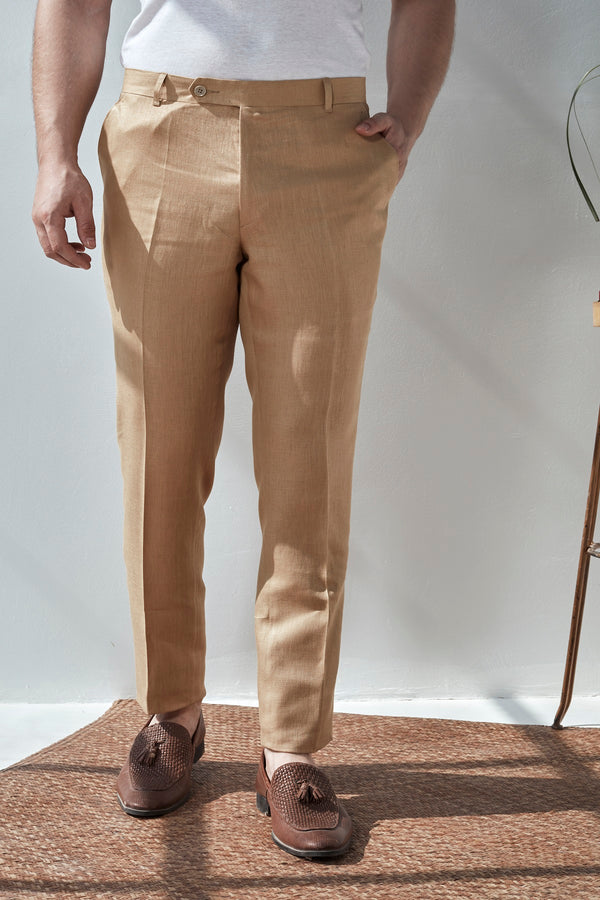 The Abelino Mocha Men's Linen Trousers Online India - Yellwithus.com