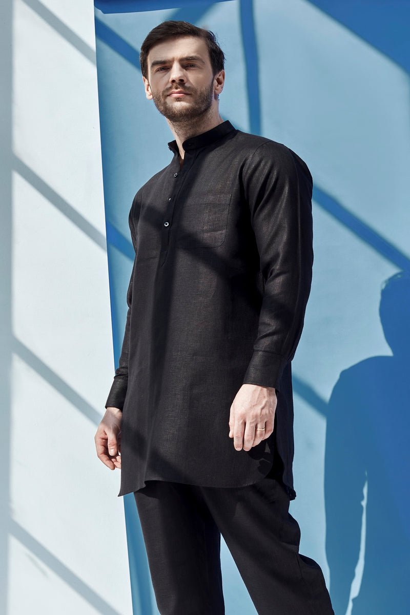 Handsome High Black Kurta for Men - Yellwithus.com