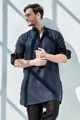 Dark Blue Traditional Vibe Kurta for Men - Yellwithus.com