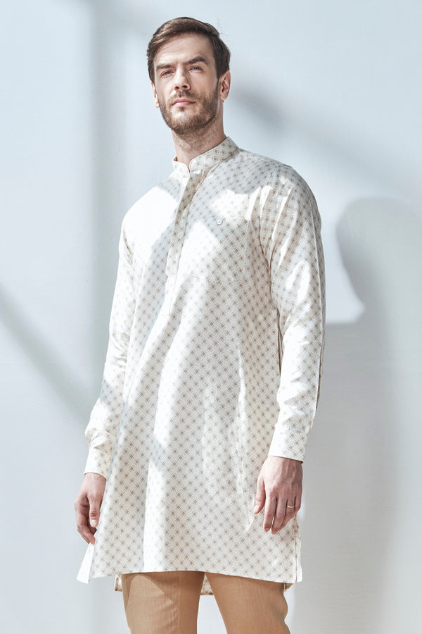 The Mabili Linen Printed Kurta for Men - Yellwithus.com