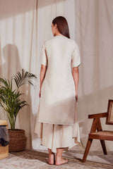 The Mahsa Kurta - Off White Linen Kurta For Ladies | Yellwithus.com
