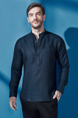 Shiny Short Blue Kurta for Men - Yellwithus.com