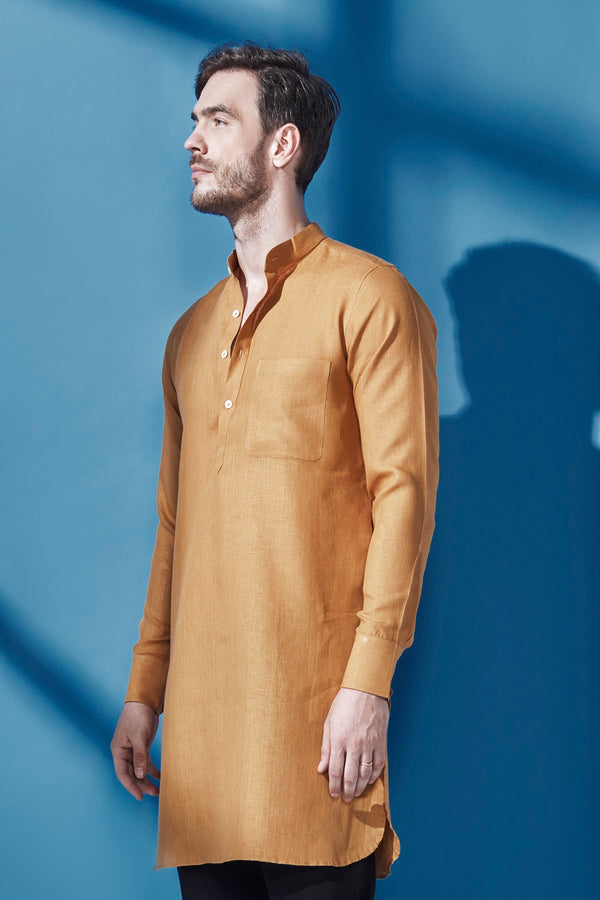 Handsome High Tuscany Linen Kurta for Men -Yellwithus.com