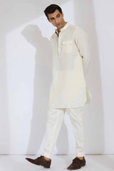 The Zeroun Cream Linen Kurta for Men