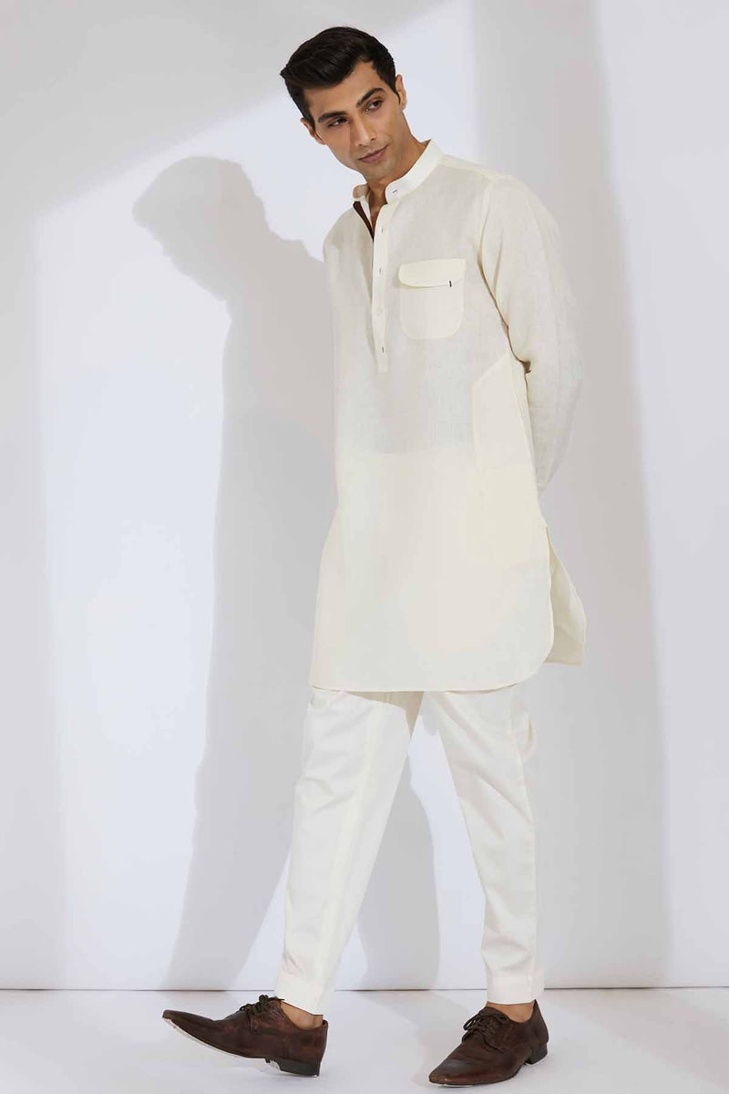 The Zeroun Cream Linen Kurta for Men