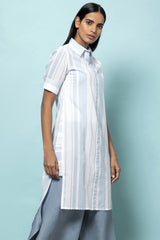 Deckchair Stripe Blue Linen Tunic-Yellwithus.com