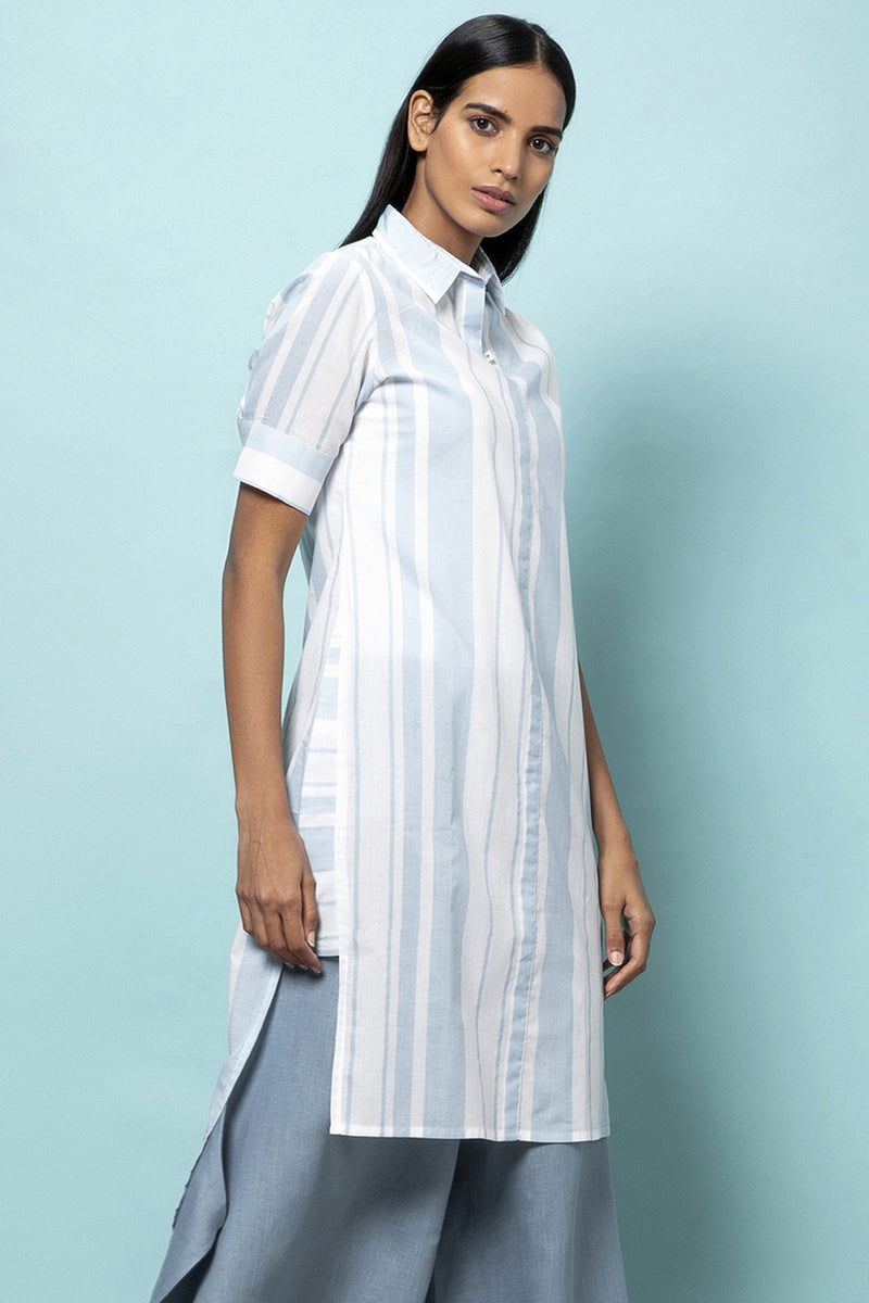 Deckchair Stripe Blue Linen Tunic-Yellwithus.com