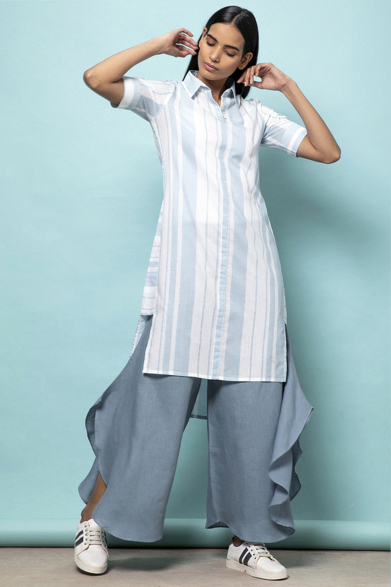 Deckchair Stripe Blue Linen Tunic-Yellwithus.com