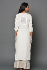 Heirloom off-white Kurti-Yellwithus.com