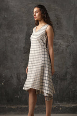 Fashion Faithful Natural Checks Flared Dress-Yellwithus.com