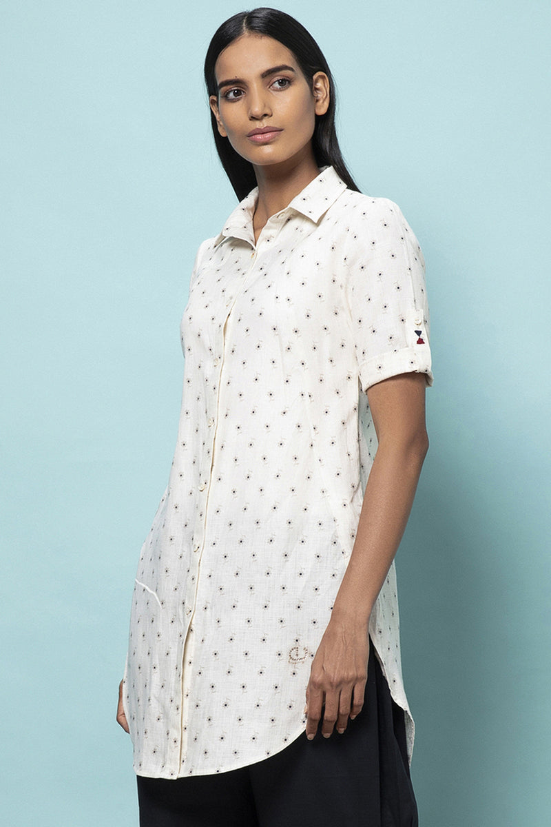 Sublime White Linen Shirt Tunic for Women -Yellwithus.com