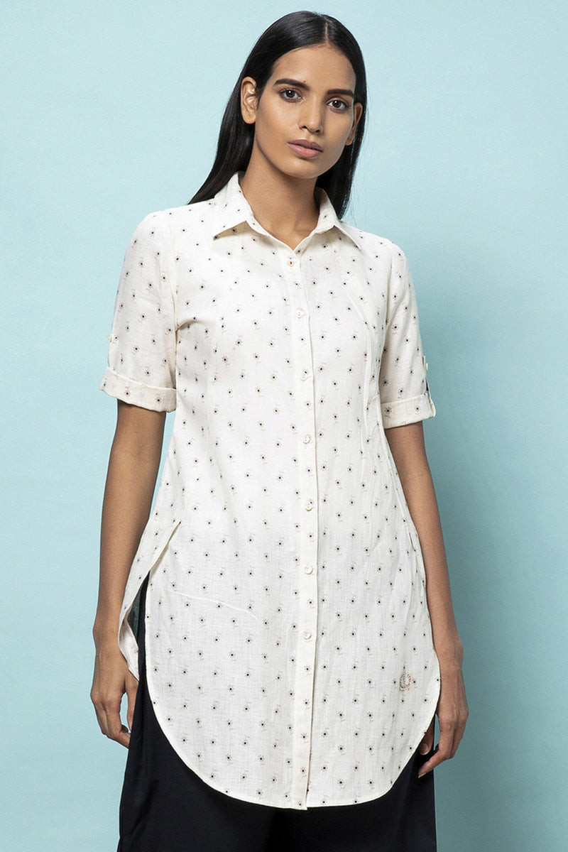 Sublime White Linen Shirt Tunic for Women -Yellwithus.com
