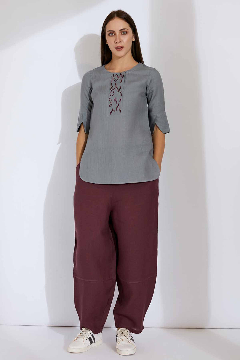 The Heather Top Gray-Yellwithus.com