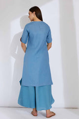 The Mahsa Blue Kurta for Ladies - Yellwithus.com