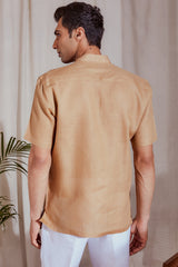 Beige Linen Shirt for Men - El Clasico | Yellwithus.com