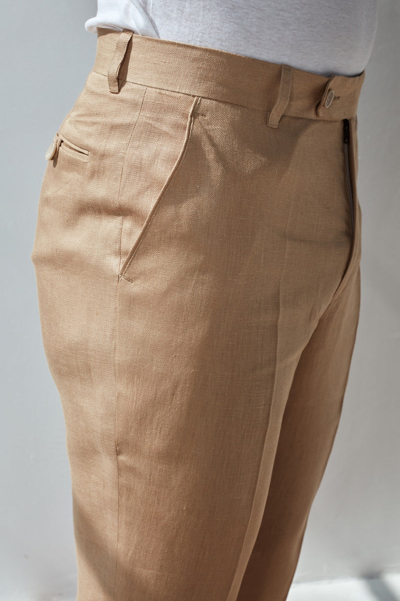 The Abelino Mocha Men's Linen Trousers Online India - Yellwithus.com