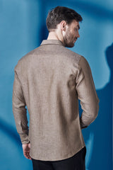 Peanut Extended Collar Linen Shirt - Yellwithus.com