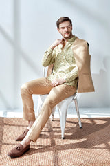 The Samrat Mocha Linen Nehru Jacket for Man -Yellwithus.com