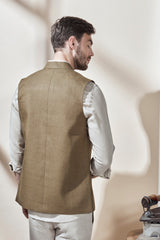 Vintage Men's Olive Green Nehru Jacket-Yellwithus.com