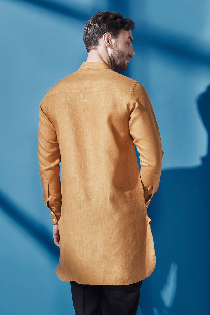 Handsome High Tuscany Linen Kurta for Men -Yellwithus.com