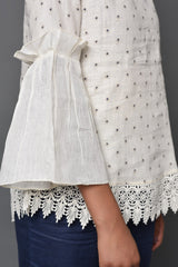 Poetry in White Women's Flared Sleeve Top-Yellwithus.com
