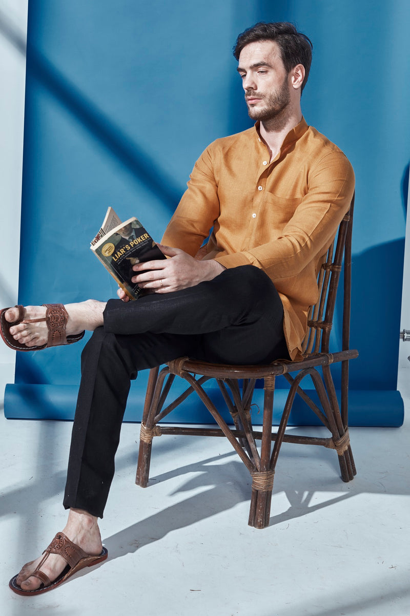 Handsome High Tuscany Linen Kurta for Men -Yellwithus.com