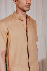 Beige Linen Shirt for Men - El Clasico | Yellwithus.com