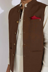 The Terra Firma Men's Brown Nehru Jacket-Yellwithus.com