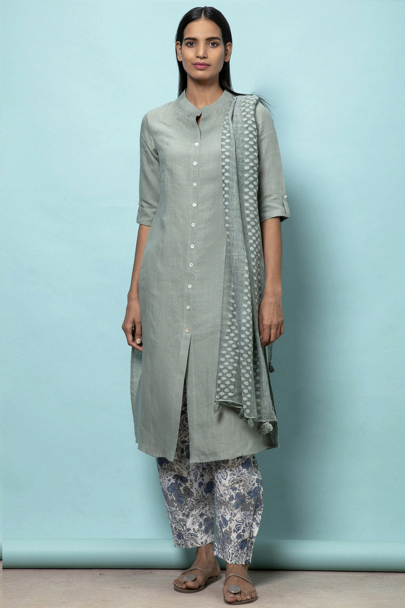 Elegant A-line Almond Green Tunic Dress -Yellwithus