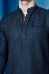 Shiny Short Blue Kurta for Men - Yellwithus.com