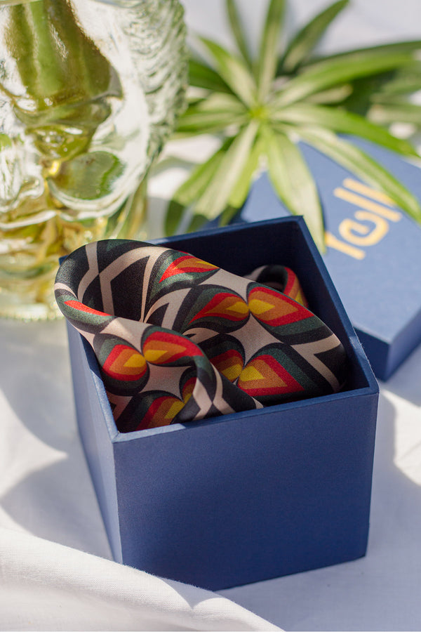 The Valence Printed Satin Pocket Square