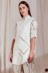 The Vyasa White Gauze Linen Shirt-Yellwithus.com