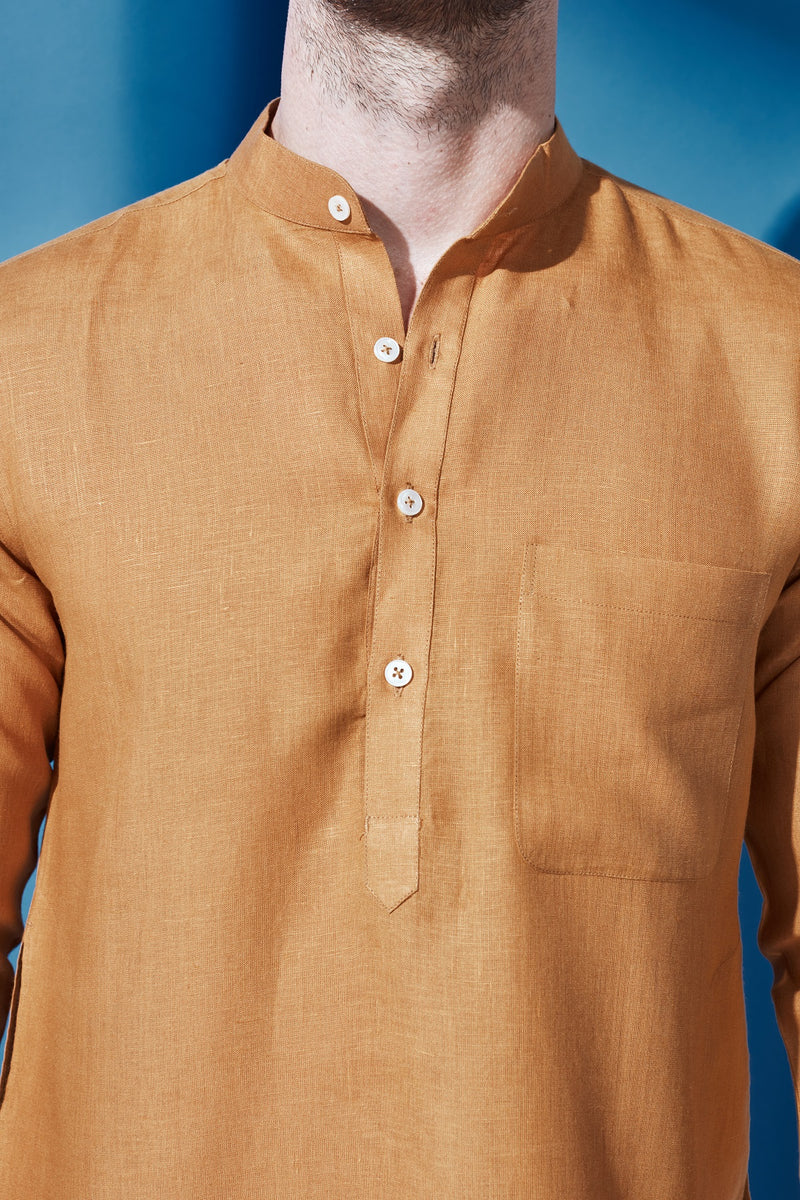 Handsome High Tuscany Linen Kurta for Men -Yellwithus.com