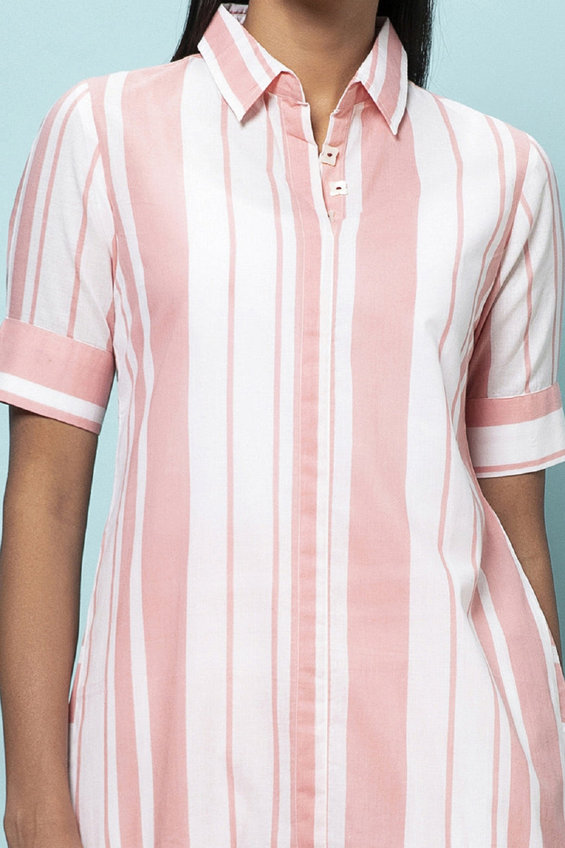 Deckchair Stripe Pink Linen Tunic-Yellwithus.com