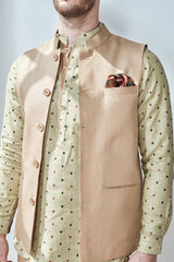 The Samrat Mocha Linen Nehru Jacket for Man -Yellwithus.com