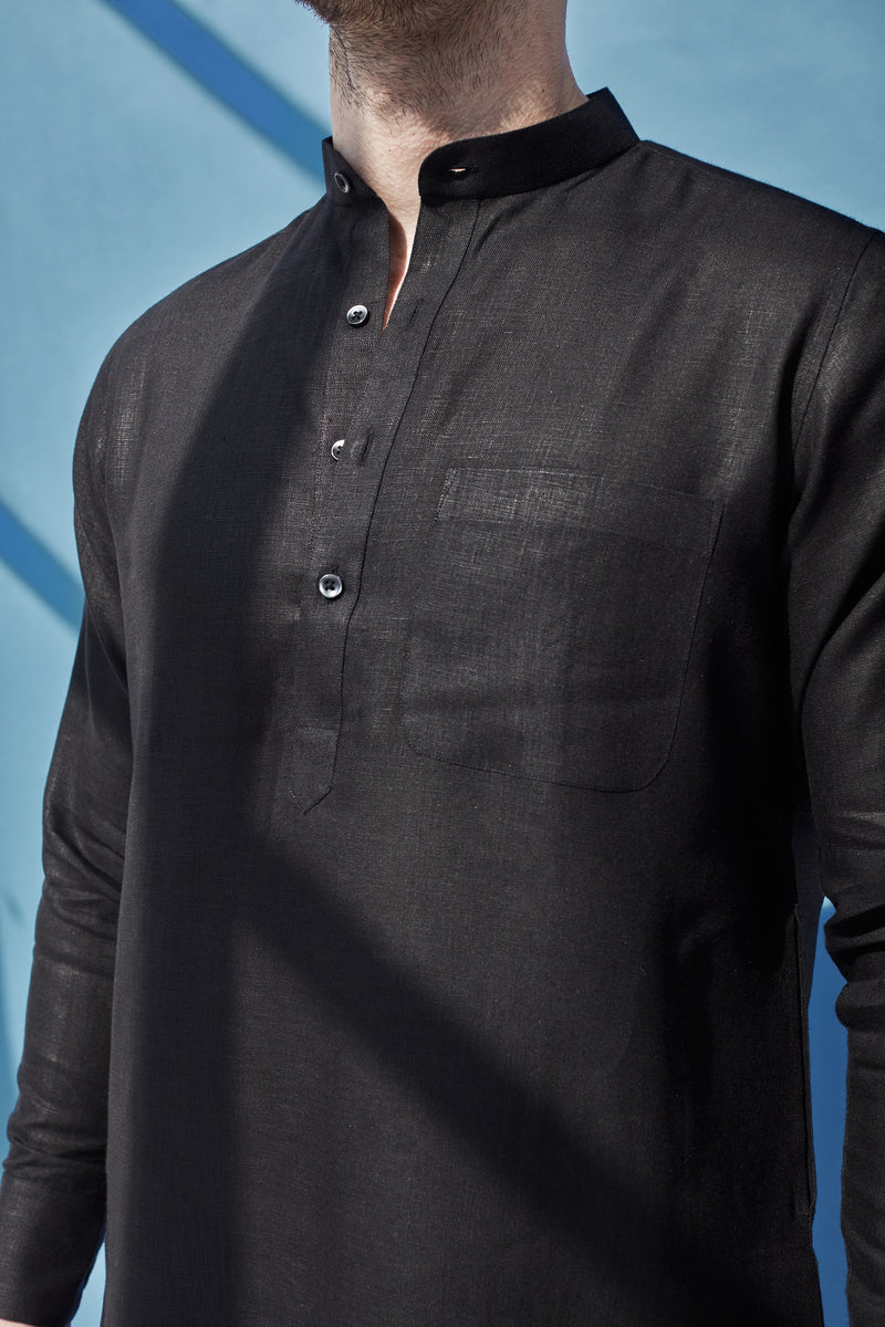 Handsome High Black Kurta for Men - Yellwithus.com