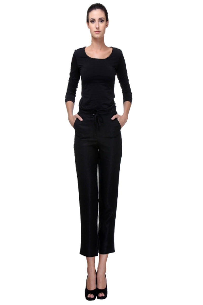 Lucid Drawstring Jet Black Pants-Yellwithus.com
