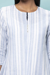 The Parisa Kurti - White Blue Stripe | Yellwithus.com