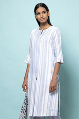 The Parisa Kurti-Yellwithus.comThe Parisa Kurti - White Blue Stripe | Yellwithus.com