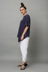 Asymmetric Round Neck Top-Yellwithus.com