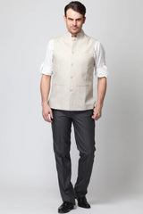 Vintage Beige Nehru Jacket for Men - Yellwithus.com