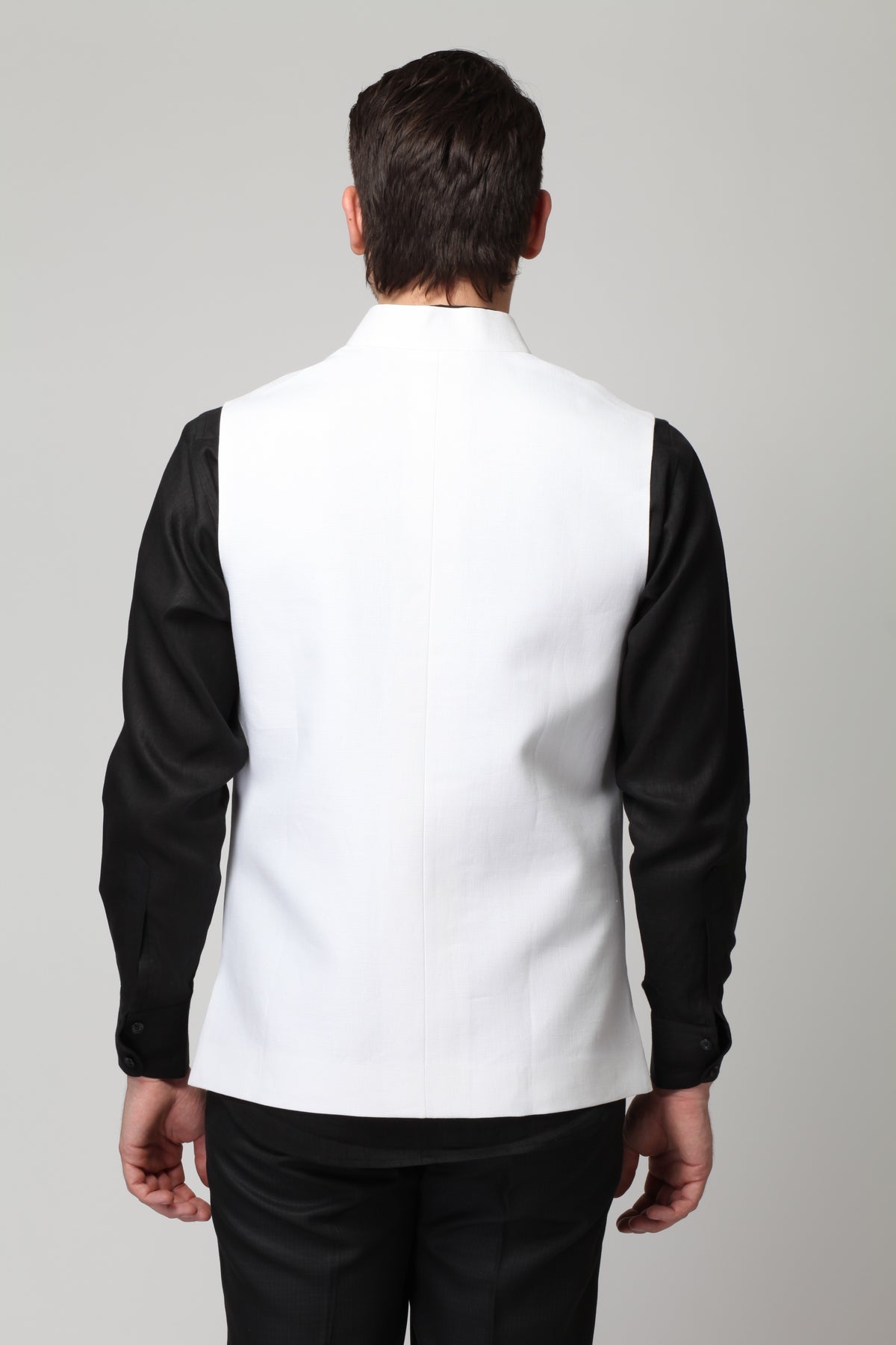 Vintage Men's White Nehru Jacket-Yellwithus.com