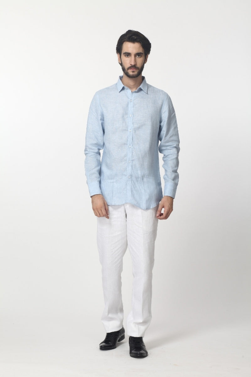 Extended Collar Linen Shirt-Yellwithus.com