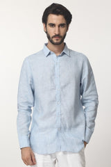 Extended Collar Linen Shirt-Yellwithus.com
