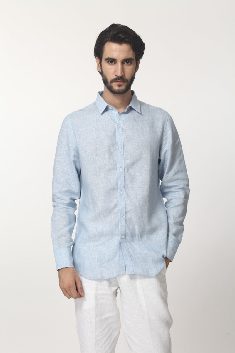 Extended Collar Linen Shirt-Yellwithus.com